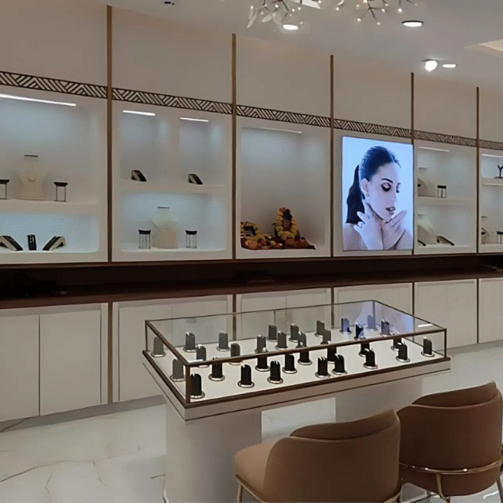 Elegant jewelry store interior